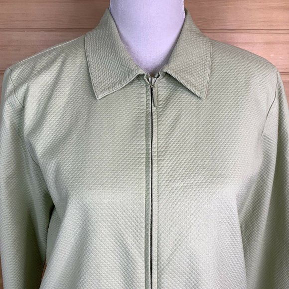Eileen Fisher Green Textured Long Sleeve Jacket - Picture 2 of 11